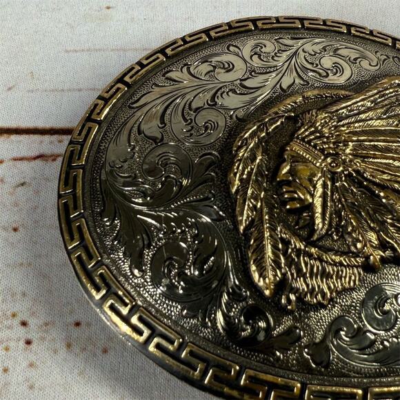 Augus Belt Buckle Native American Chief – Western Americana - Picture 3 of 6